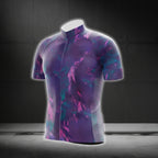 Purple Gradient Short Sleeve Men's Cycling Jersey, Purple Cycling Jersey CG0697