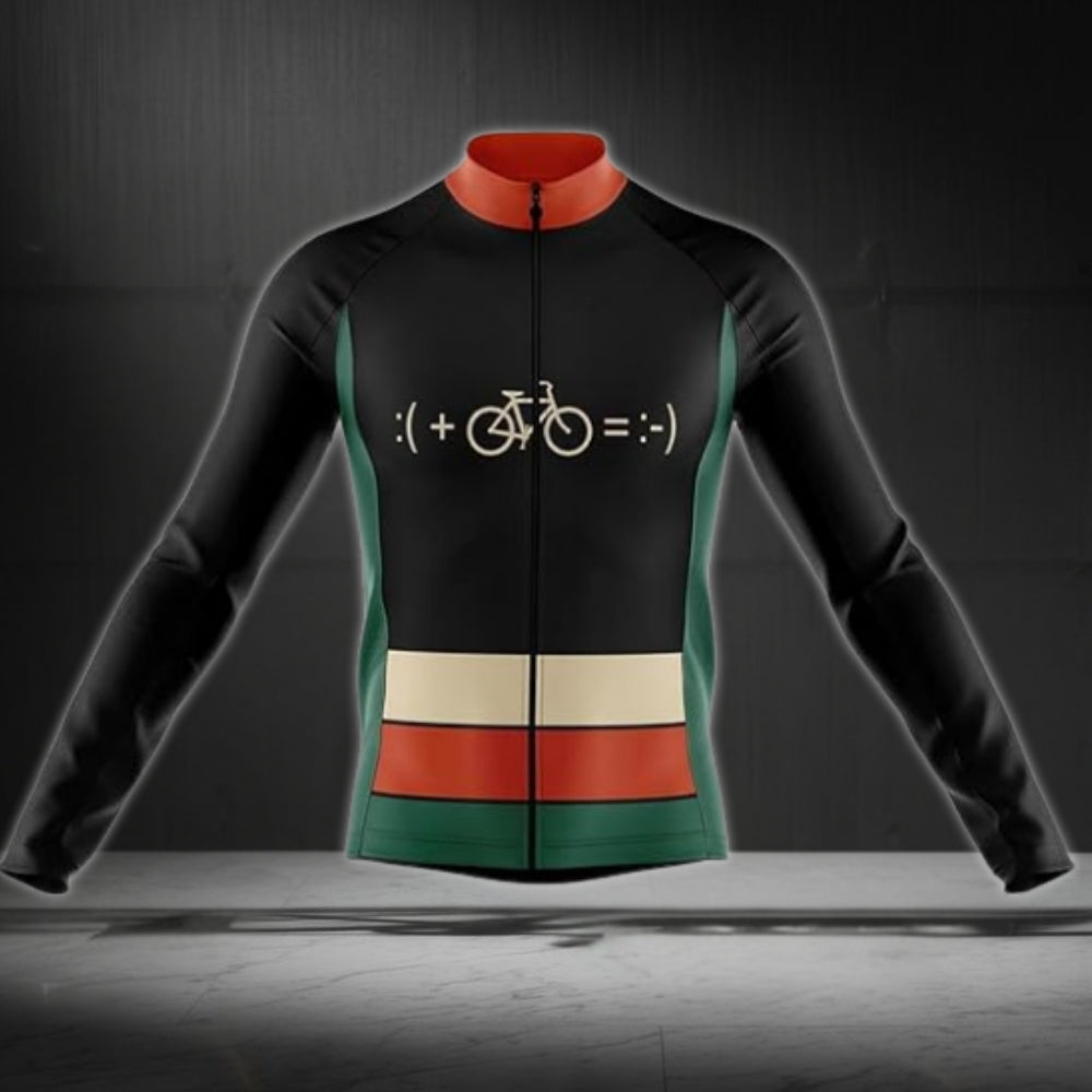 Bike And Smile Long Sleeve Men's Cycling Jersey, Minimalist Cycling Jerseys CZ0027