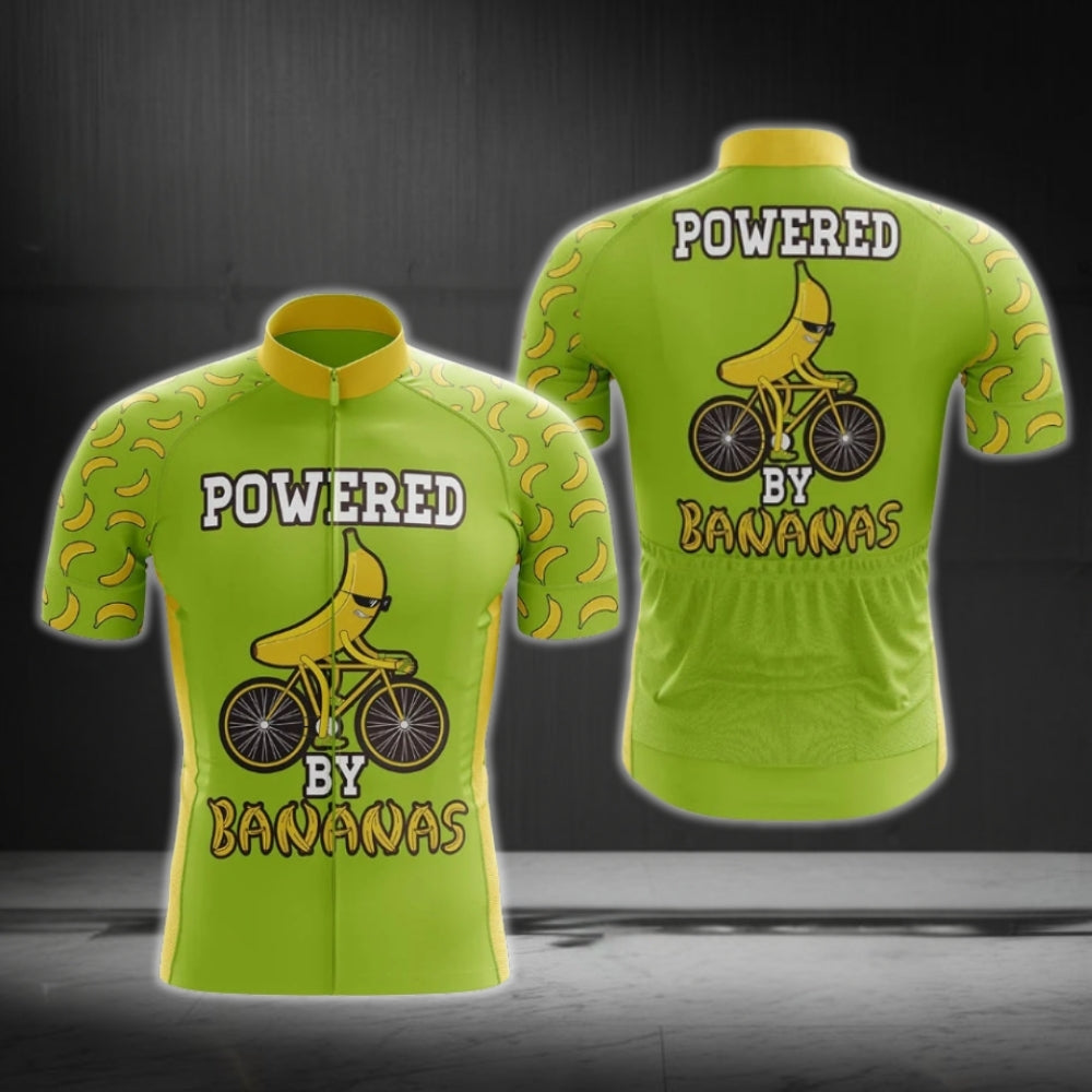 Powered By Bananas Men's Cycling Short Sleeve Jersey, Funny Banana Cycling Jerseys CG0111