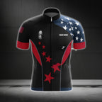 Custom American Flag Cycling Short Sleeve Jersey For Men, Custom Patriotic Cycling Jerseys CG0488