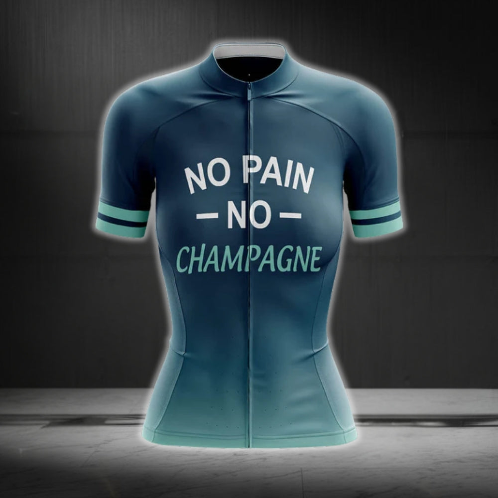 No Pain No Champagne Women's Short Sleeve Cycling Jersey, Champagne Cycling Jerseys For Ladies CG0150