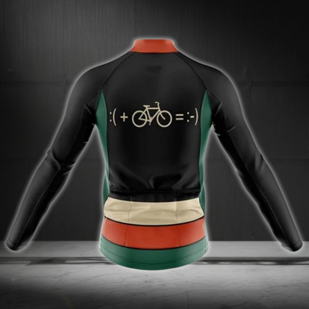 Bike And Smile Long Sleeve Men's Cycling Jersey, Minimalist Cycling Jerseys CZ0027