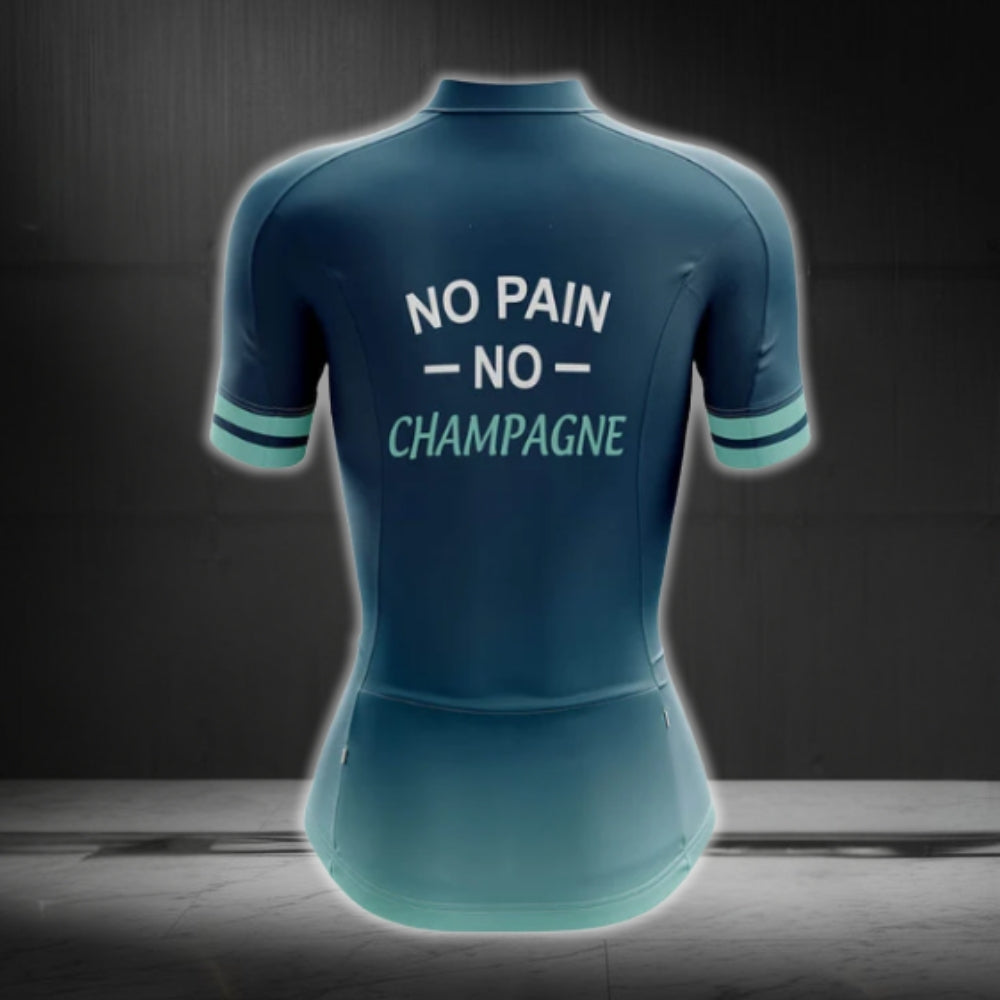 No Pain No Champagne Women's Short Sleeve Cycling Jersey, Champagne Cycling Jerseys For Ladies CG0150