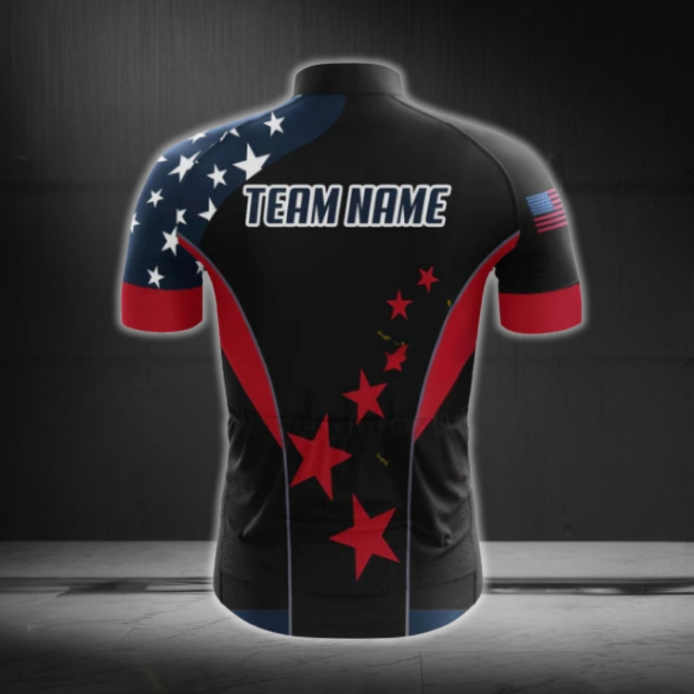 Custom American Flag Cycling Short Sleeve Jersey For Men, Custom Patriotic Cycling Jerseys CG0488