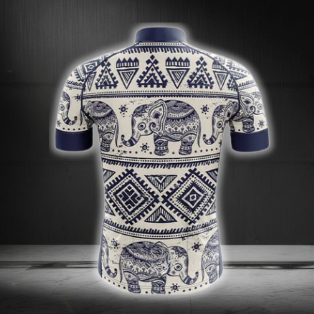 Elephant Tribal Short Sleeve Men's Cycling Jersey, Elephant Lovers Cycling Jerseys CG0264