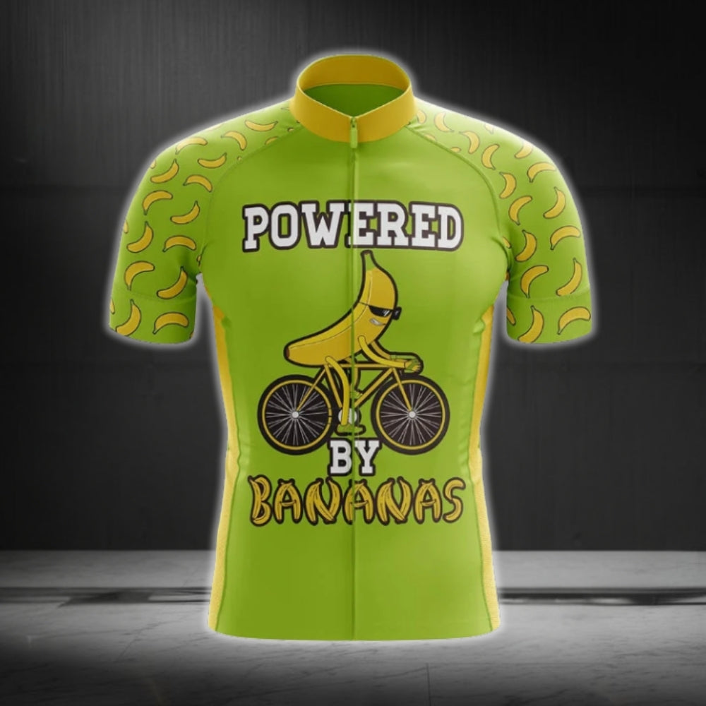 Powered By Bananas Men's Cycling Short Sleeve Jersey, Funny Banana Cycling Jerseys CG0111