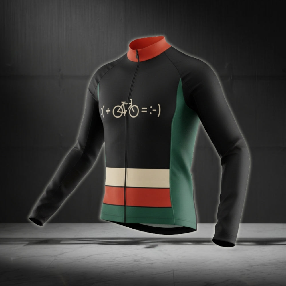 Bike And Smile Long Sleeve Men's Cycling Jersey, Minimalist Cycling Jerseys CZ0027