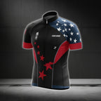 Custom American Flag Cycling Short Sleeve Jersey For Men, Custom Patriotic Cycling Jerseys CG0488