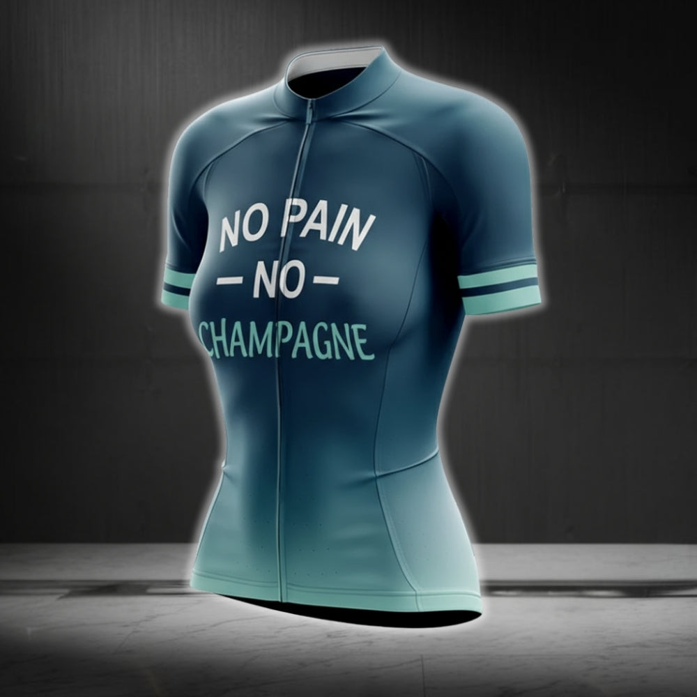 No Pain No Champagne Women's Short Sleeve Cycling Jersey, Champagne Cycling Jerseys For Ladies CG0150