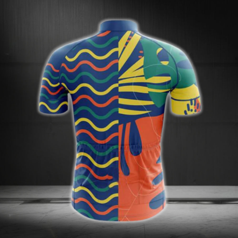 Abstract Geometric Cycling Short Sleeve Jersey For Men, Colorful Cycling Jerseys CG0698