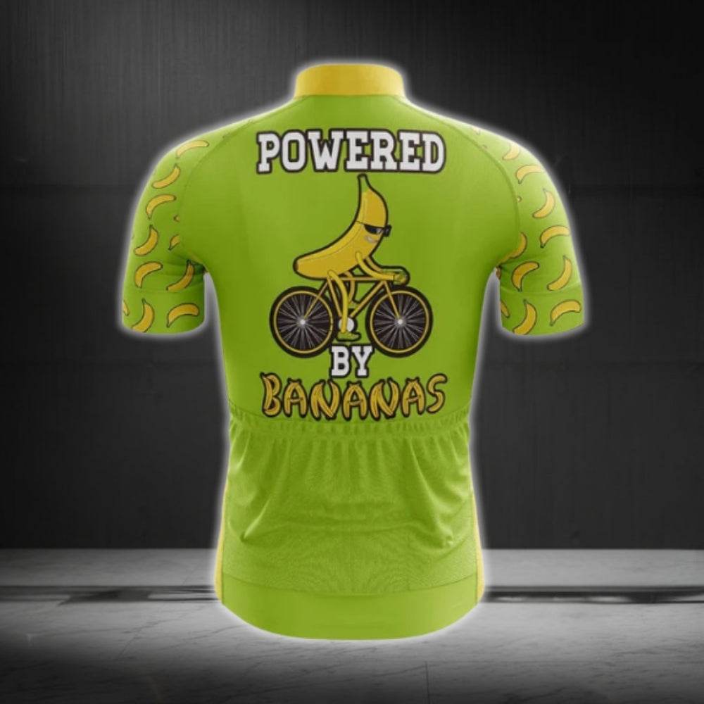 Powered By Bananas Men's Cycling Short Sleeve Jersey, Funny Banana Cycling Jerseys CG0111