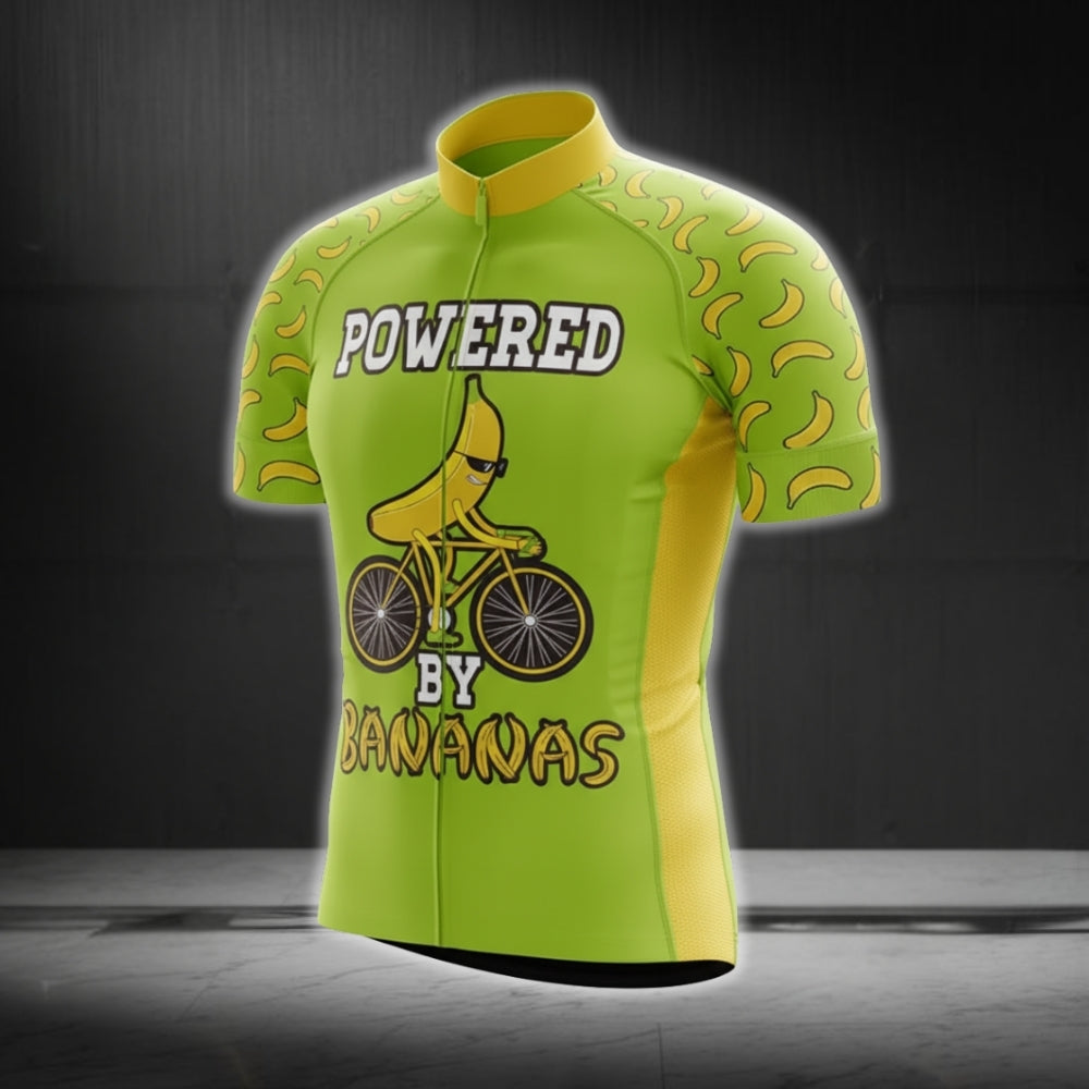 Powered By Bananas Men's Cycling Short Sleeve Jersey, Funny Banana Cycling Jerseys CG0111