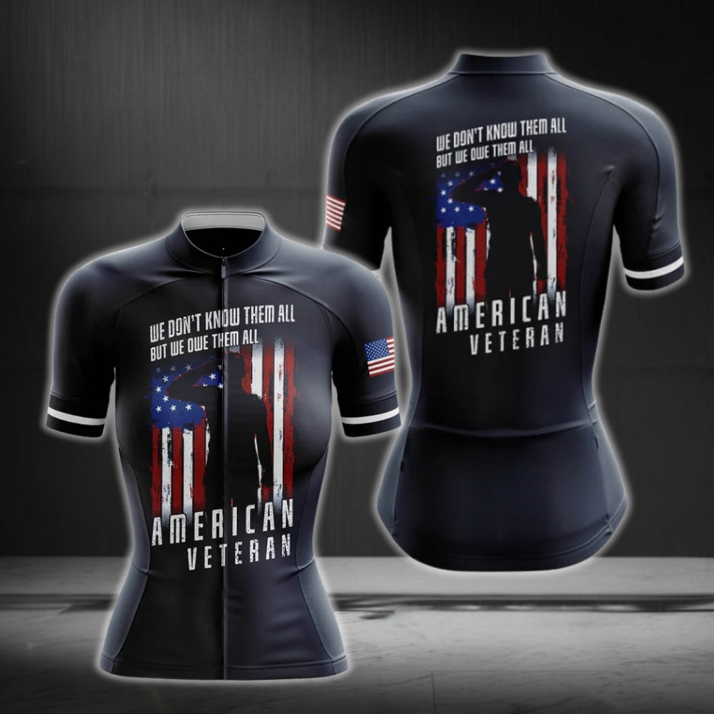 We Don't Know Them All But We Owe Them All American Veteran Cycling Jersey Womens Short Sleeve, Veteran Cycling Jersey For Ladies CG0265