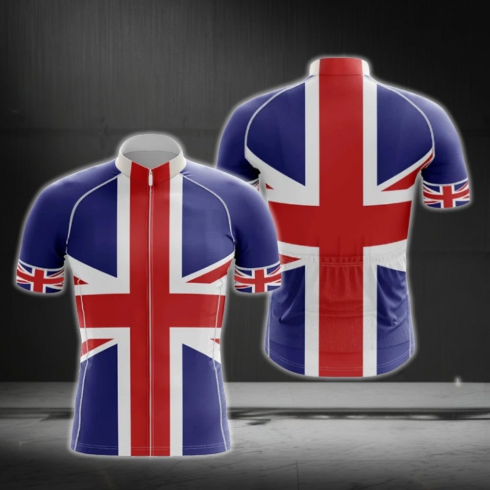 United Kingdom Flag Cycling Jersey Short Sleeve For Mens, UK Cycling Jerseys CG0112