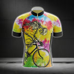 Skull Tie Dye Men's Cycling Short Sleeve Jersey, Skull Cycling Jerseys CG0089
