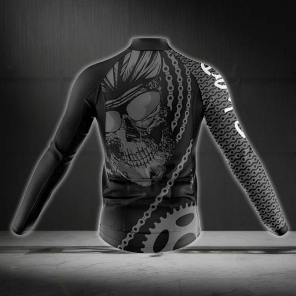 Ride Or Die Skull Long Sleeve Cycling Jersey For Mens, Funny Skull Cycling Jersey CZ0028
