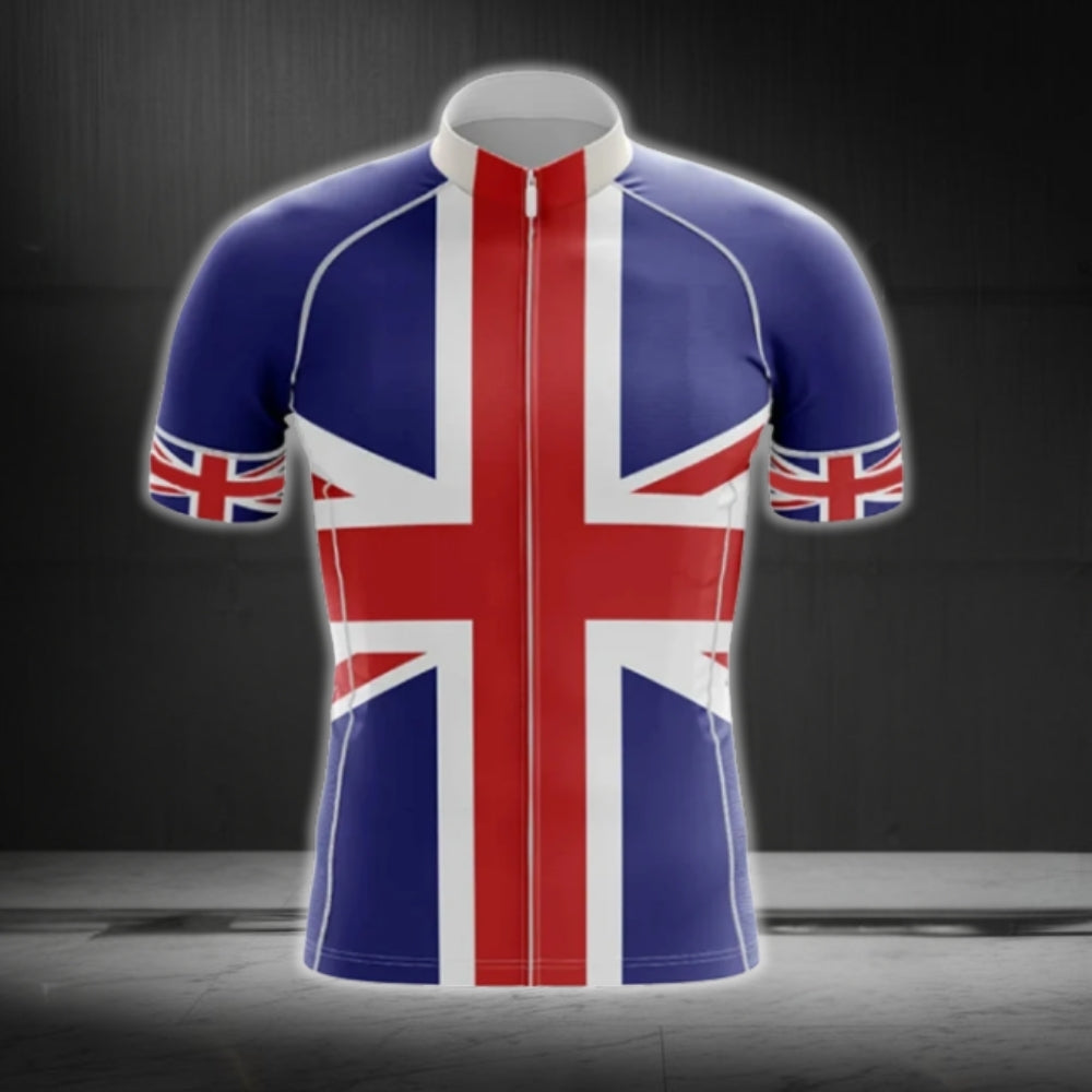 United Kingdom Flag Cycling Jersey Short Sleeve For Mens, UK Cycling Jerseys CG0112