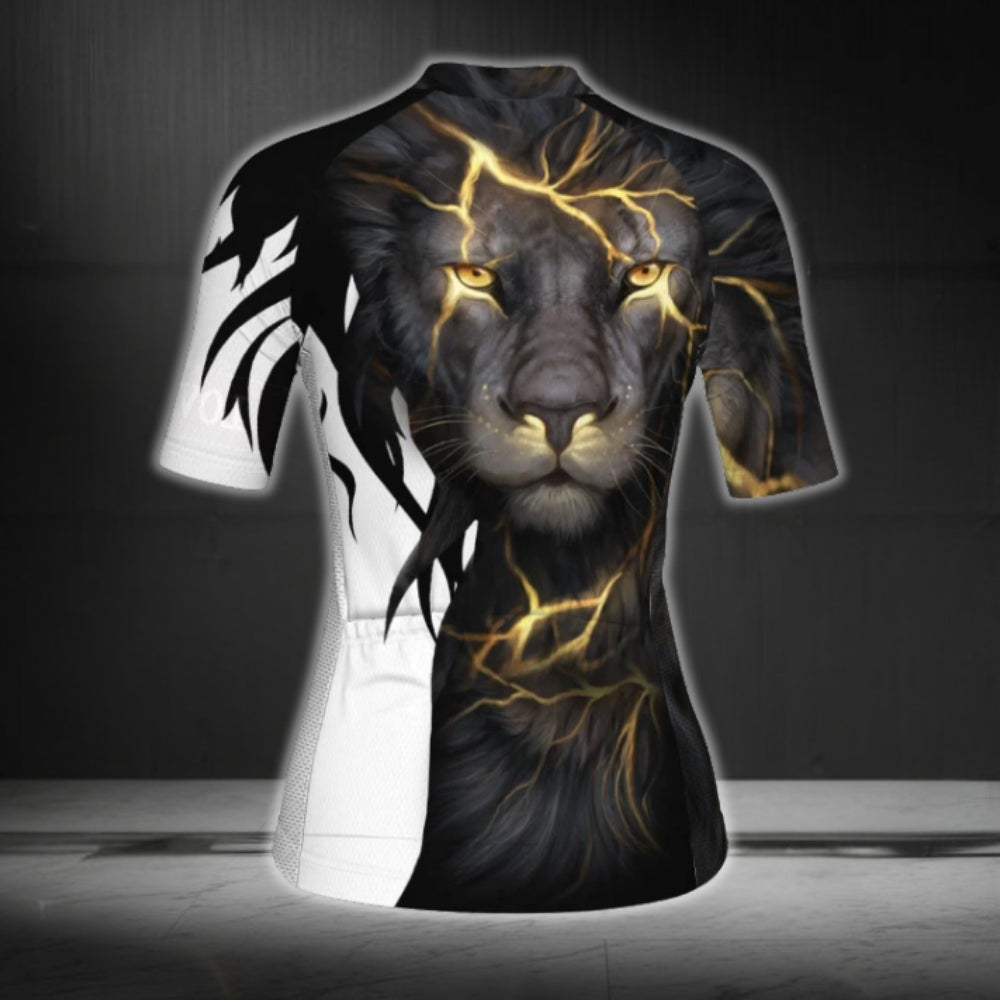 Custom Name Lion Short Sleeve Cycling Jersey For Women, Custom Lion Cycling Jersey Ladies CG0652