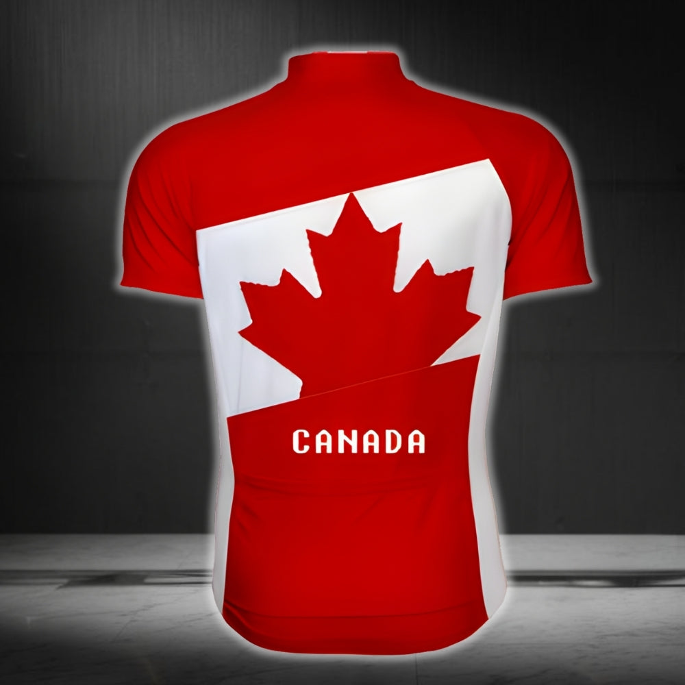 Red And White Canada Men's Cycling Short Sleeve Jersey, Canada Cycling Jerseys For Mens CZ0102