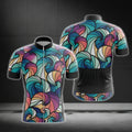 Colorful Abstract Waves Cycling Short Sleeve Jersey For Men, Abstract Cycling Jerseys CG0611