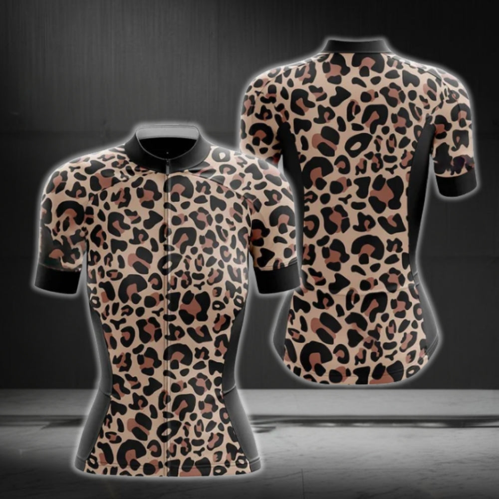 Women's Leopard Cycling Short Sleeve Jerseys, Leopard Ladies Cycling Jerseys CG0075