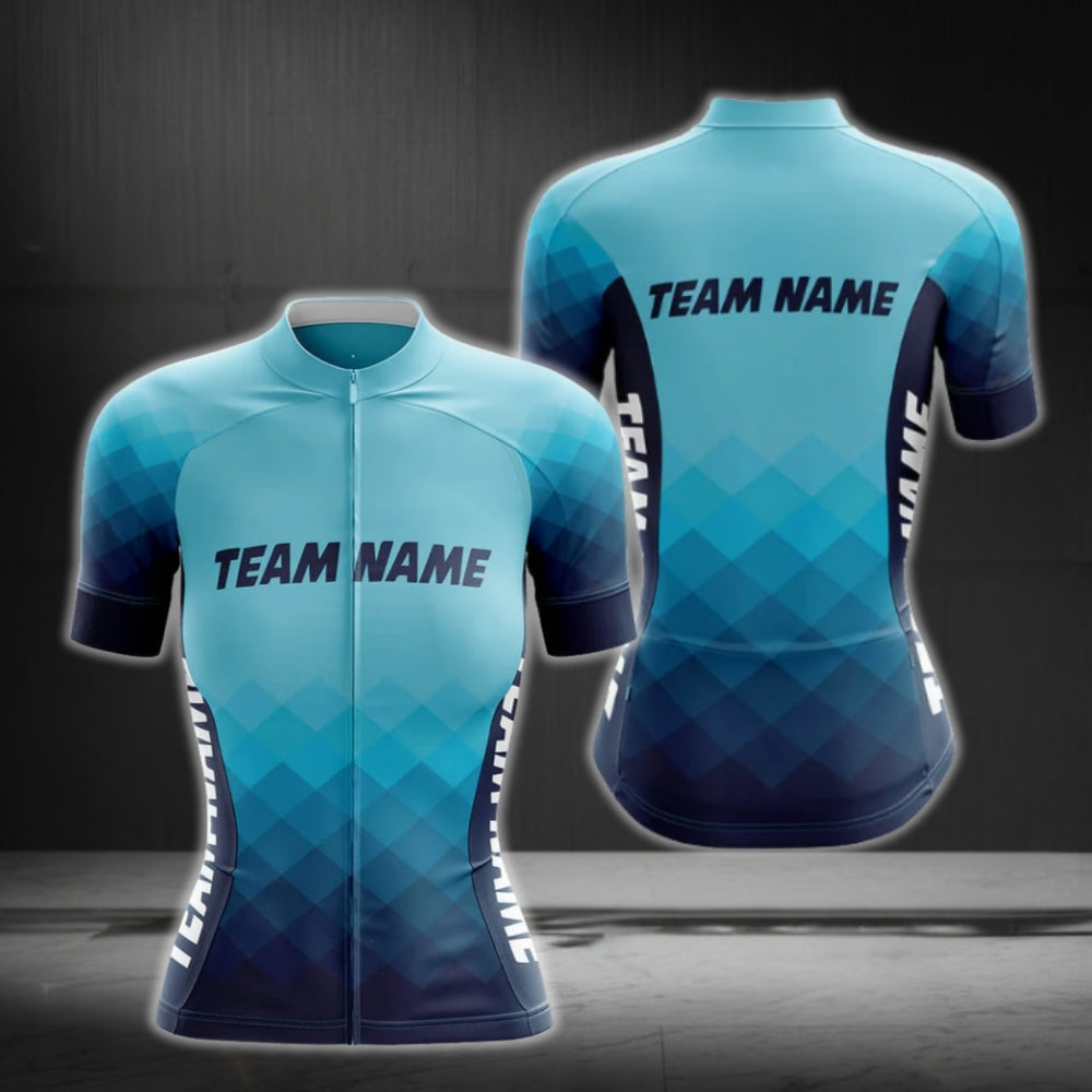 Custom Team Blue Cycling Short Sleeve Women's Cycling Jersey, Custom Cycling Jerseys Womens CG0083