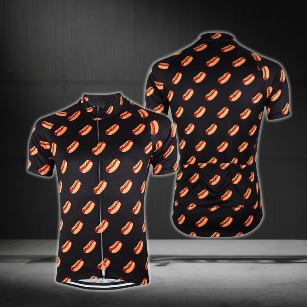 Hot Dog Short Sleeve Cycling Jersey For Men, Hot Dog Cycling Jerseys CG0459