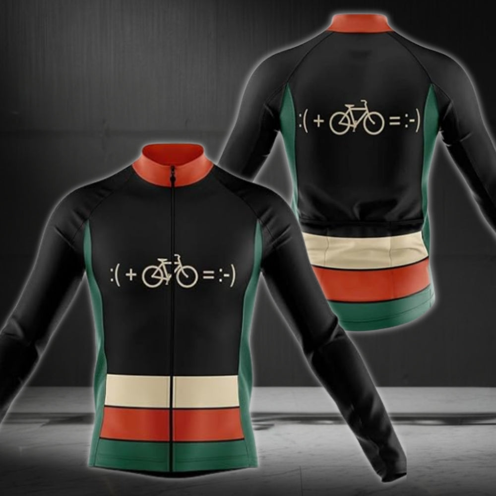 Bike And Smile Long Sleeve Men's Cycling Jersey, Minimalist Cycling Jerseys CZ0027