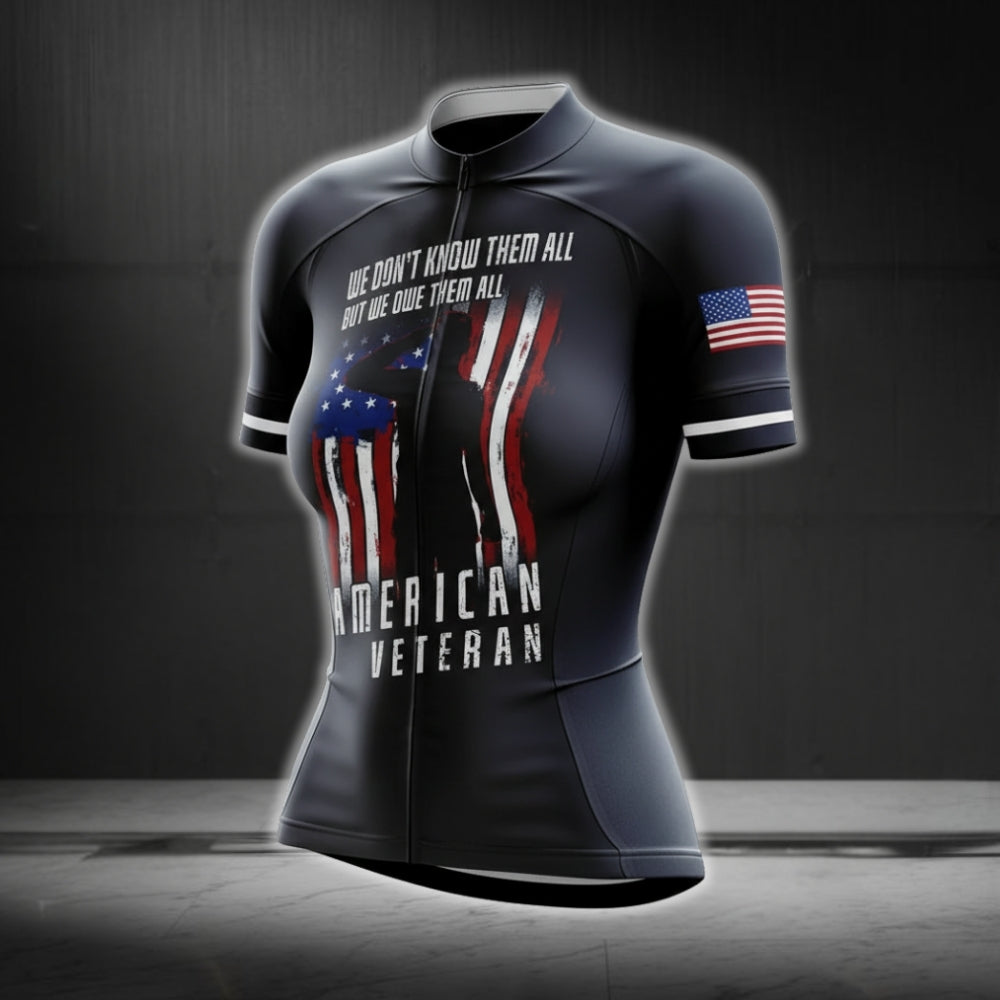 We Don't Know Them All But We Owe Them All American Veteran Cycling Jersey Womens Short Sleeve, Veteran Cycling Jersey For Ladies CG0265