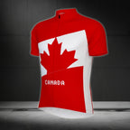 Red And White Canada Men's Cycling Short Sleeve Jersey, Canada Cycling Jerseys For Mens CZ0102