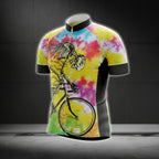 Skull Tie Dye Men's Cycling Short Sleeve Jersey, Skull Cycling Jerseys CG0089