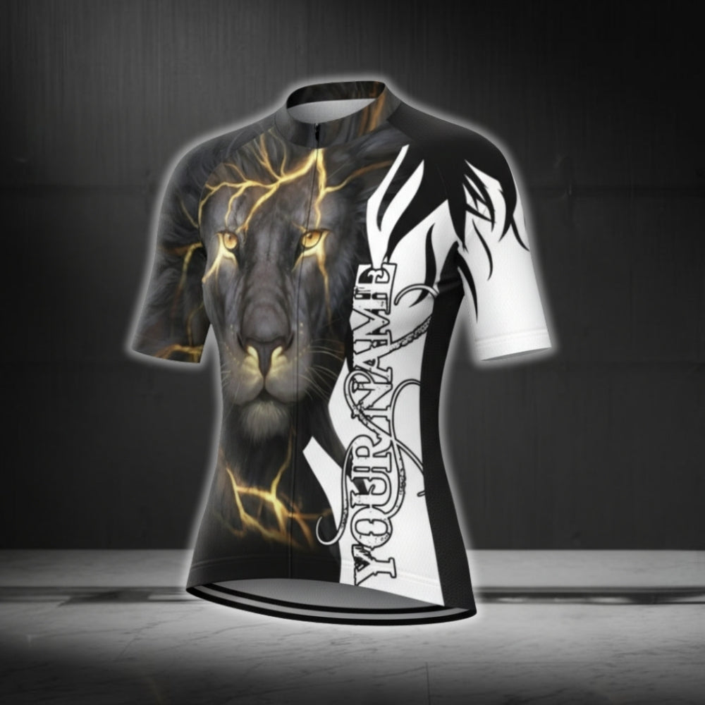 Custom Name Lion Short Sleeve Cycling Jersey For Women, Custom Lion Cycling Jersey Ladies CG0652
