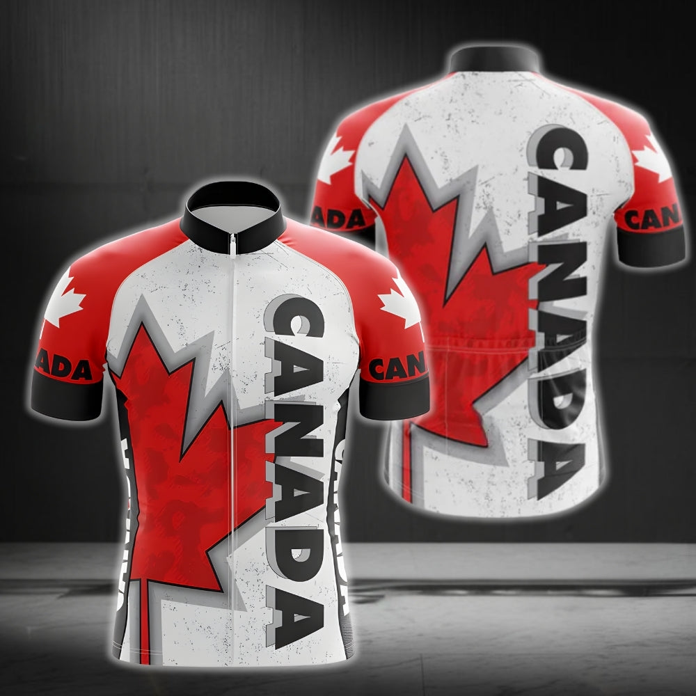 Men's Canada Flag Cycling Short Sleeve Jersey, Canada Cycling Jerseys CZ0101