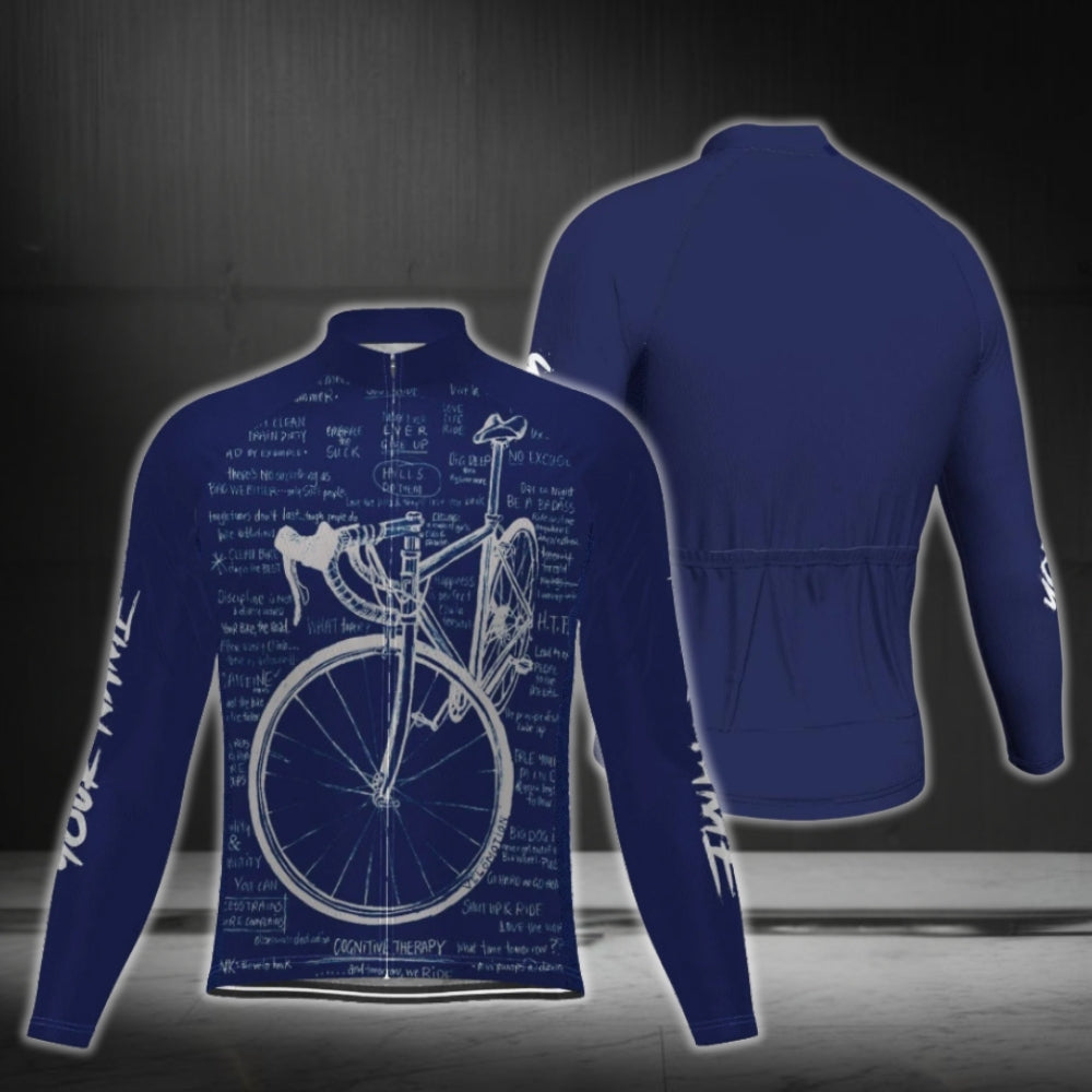 Custom Cycology Blue Cycling Long Sleeve Jersey For Men, Custom Cycling Jerseys CG0653