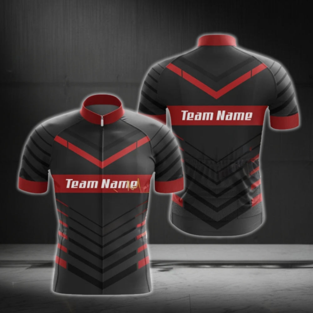 Custom Team Black Red Cycling Short Sleeve Jersey For Men, Custom Cycling Team Jerseys CG0491