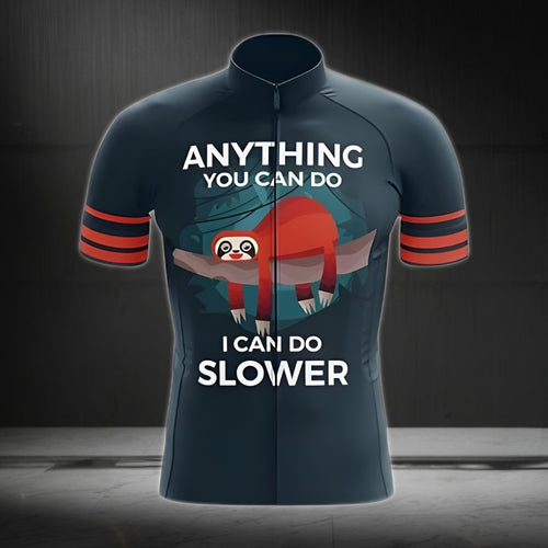 Anything You Can Do I Can Do Slower Men's Sloth Short Sleeve Cycling Jersey, Funny Cyling Jerseys CZ0029