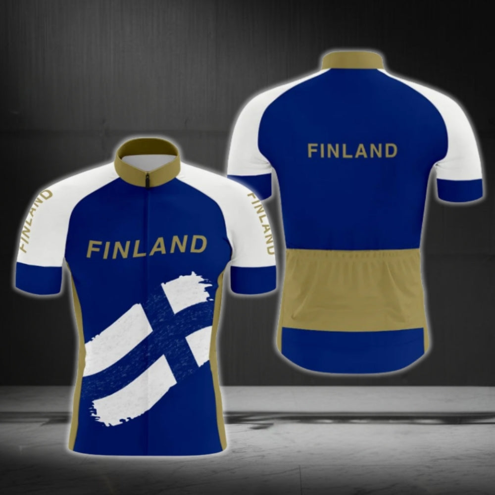 Men's Finland Flag Cycling Short Sleeve Jersey, Finland Cycling Jerseys CG0113