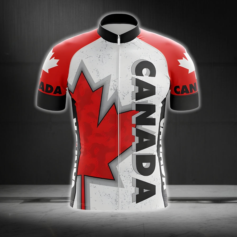 Men's Canada Flag Cycling Short Sleeve Jersey, Canada Cycling Jerseys CZ0101