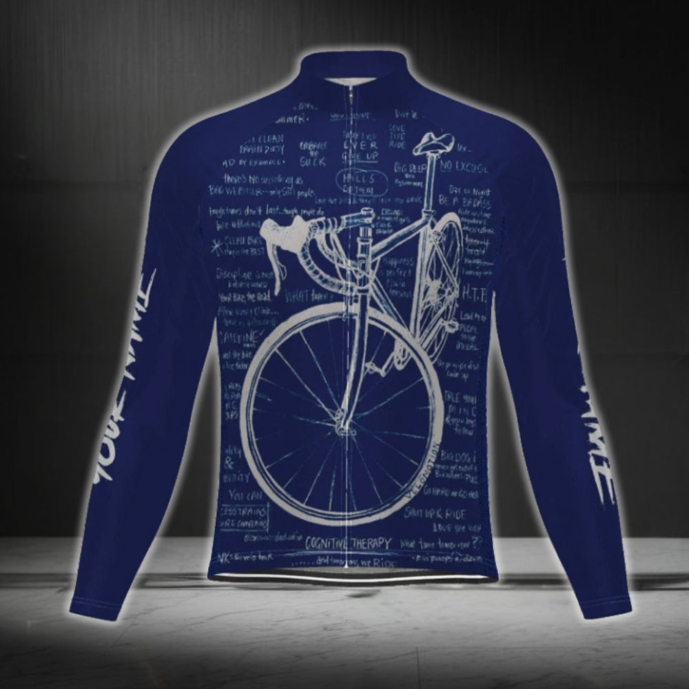 Custom Cycology Blue Cycling Long Sleeve Jersey For Men, Custom Cycling Jerseys CG0653