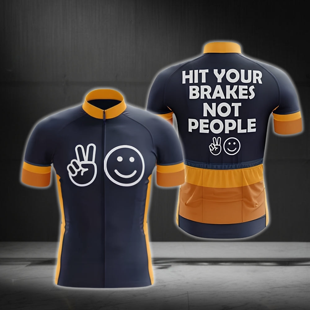 Hit Your Brakes Not People Men's Cycling Short Sleeve Jersey, Funny Cycling Jerseys CG0700