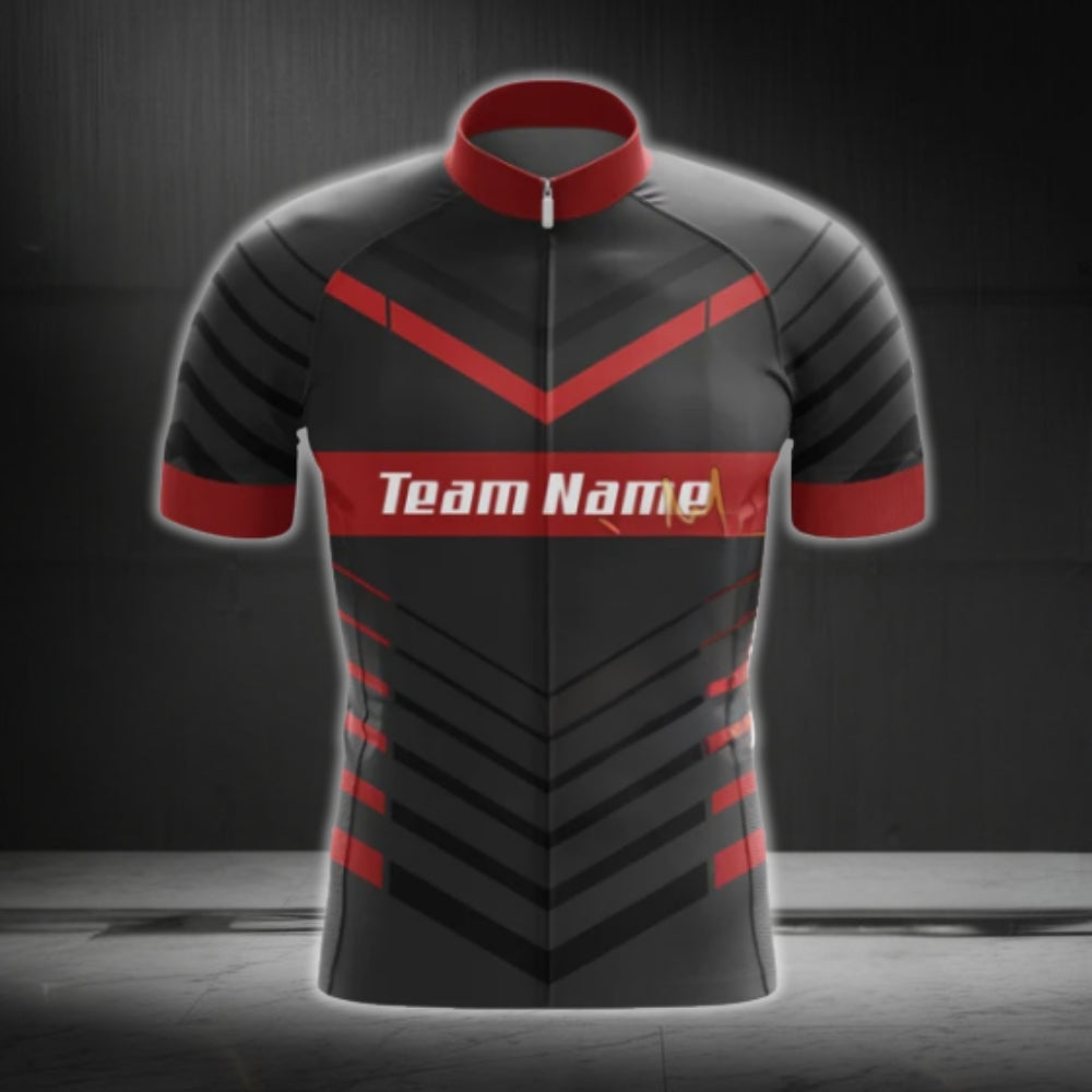 Custom Team Black Red Cycling Short Sleeve Jersey For Men, Custom Cycling Team Jerseys CG0491