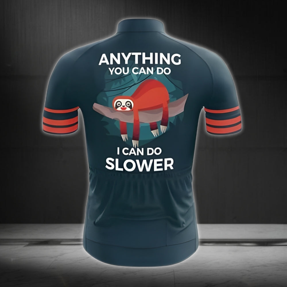 Anything You Can Do I Can Do Slower Men's Sloth Short Sleeve Cycling Jersey, Funny Cyling Jerseys CZ0029