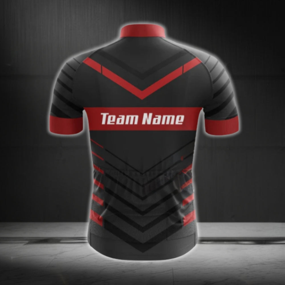 Custom Team Black Red Cycling Short Sleeve Jersey For Men, Custom Cycling Team Jerseys CG0491