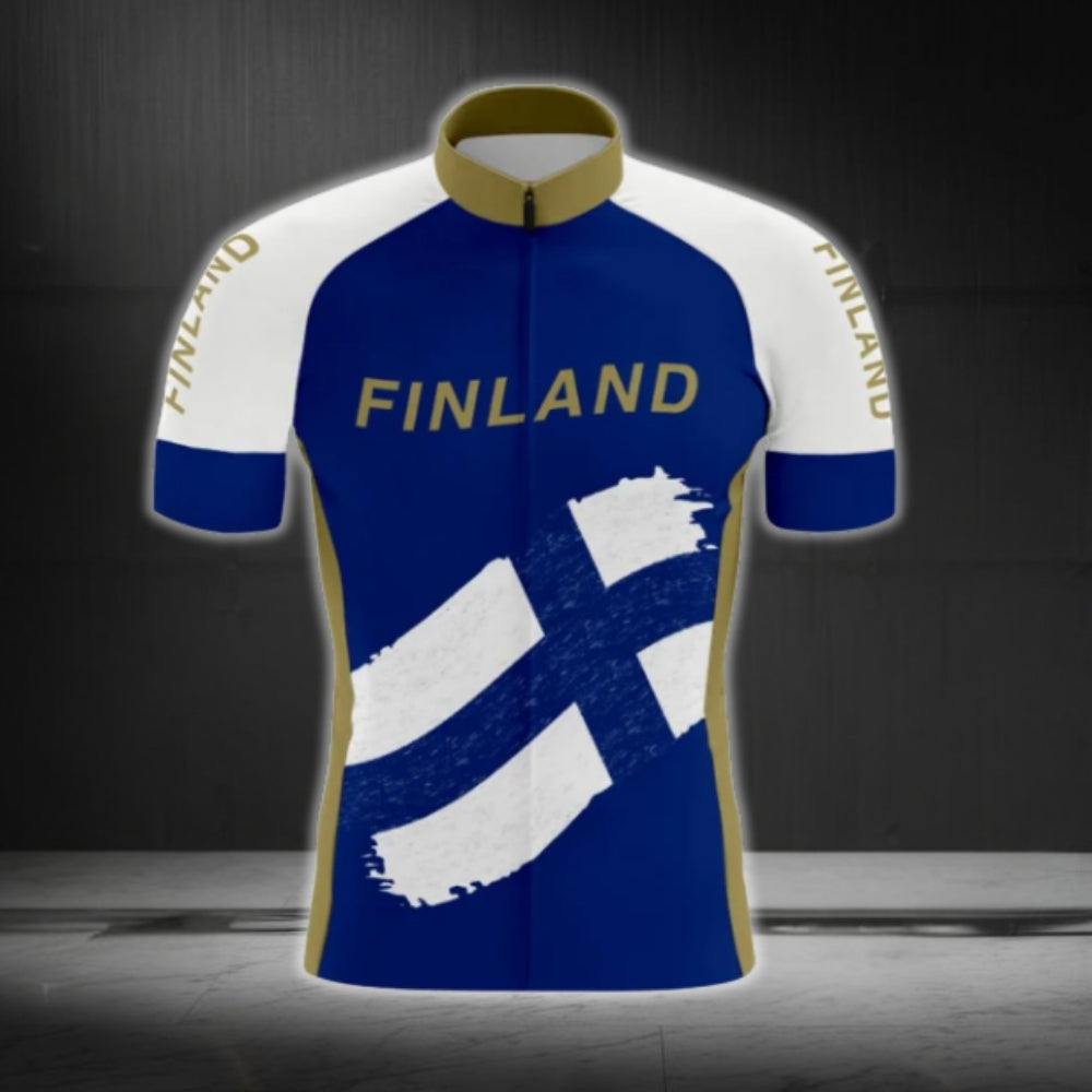 Men's Finland Flag Cycling Short Sleeve Jersey, Finland Cycling Jerseys CG0113
