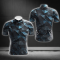 Night Sky Geometric Cycling Short Sleeve Jersey For Men, Geometric Black And Blue Cycling Jersey CG0866