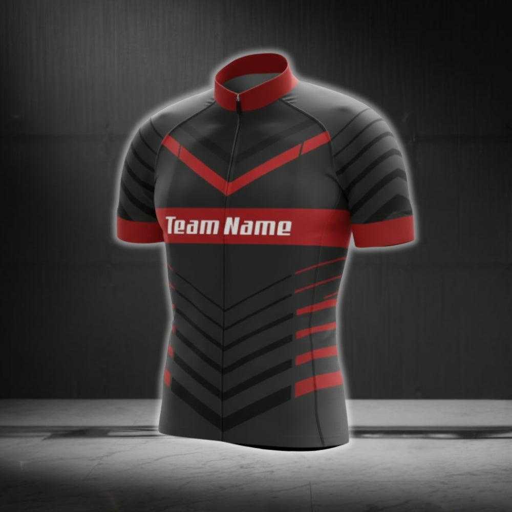 Custom Team Black Red Cycling Short Sleeve Jersey For Men, Custom Cycling Team Jerseys CG0491