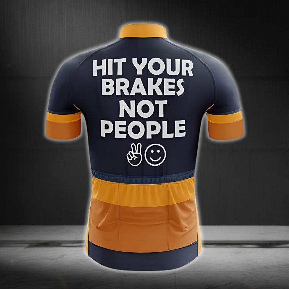 Hit Your Brakes Not People Men's Cycling Short Sleeve Jersey, Funny Cycling Jerseys CG0700