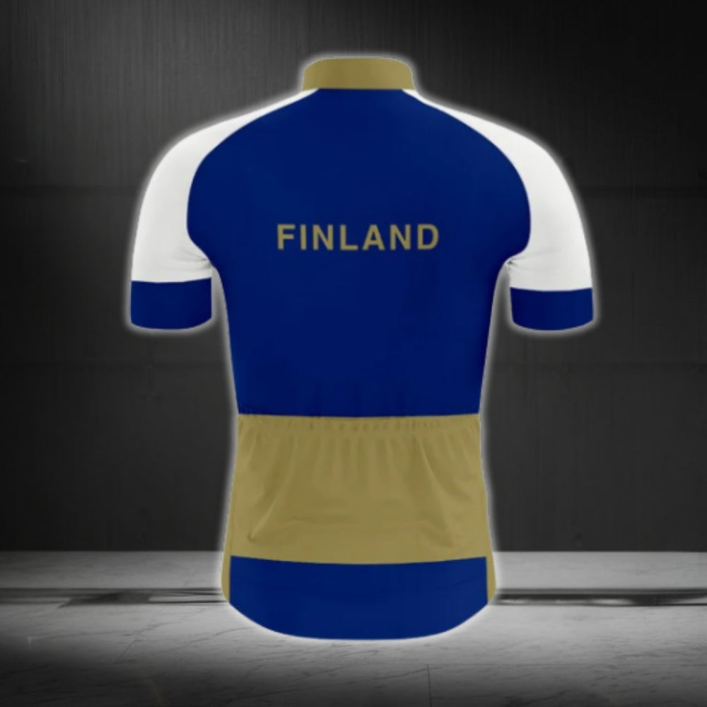Men's Finland Flag Cycling Short Sleeve Jersey, Finland Cycling Jerseys CG0113