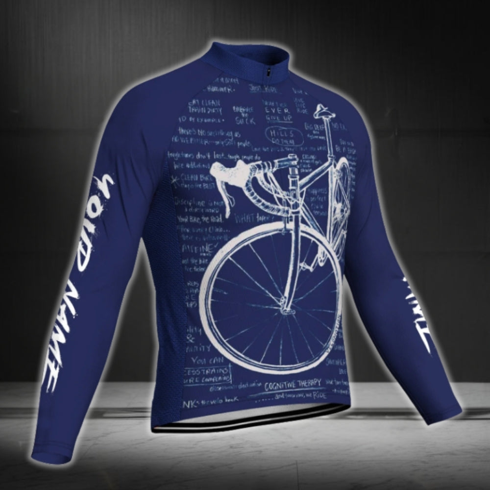 Custom Cycology Blue Cycling Long Sleeve Jersey For Men, Custom Cycling Jerseys CG0653