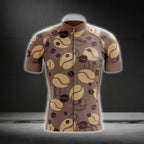 Brown Coffee Cycling Short Sleeve Men's Jersey, Coffee Cycling Jerseys CG0267